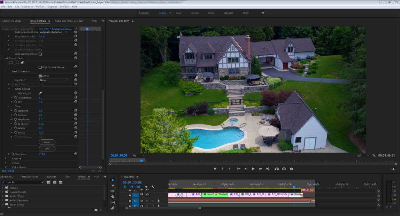 Editing in aerial real estate videography